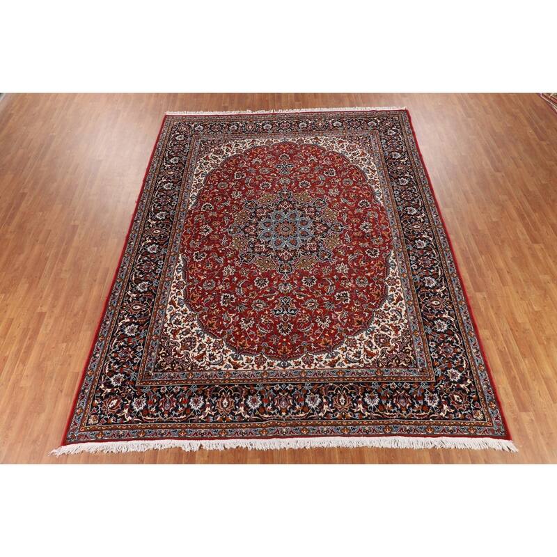 Floral Kashan Turkish Rug Dining Room Machine-Made Carpet - 9'10" x 12'8"