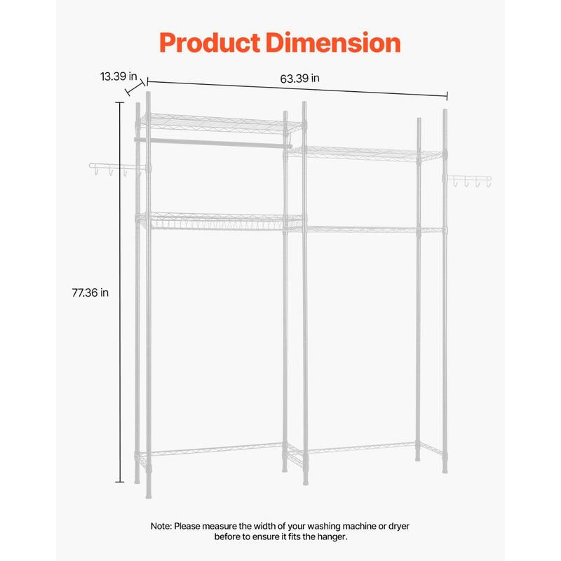 Adjustable Laundry Room Storage Shelf Over Washer and Dryer Sturdy Carbon Steel Organizer Rack
