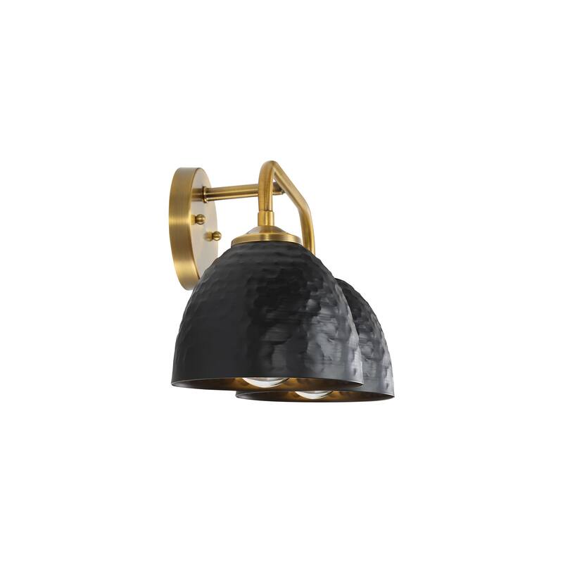 Golden Lighting Shepard 2-light Vanity in Modern Brass and Matte Black shade