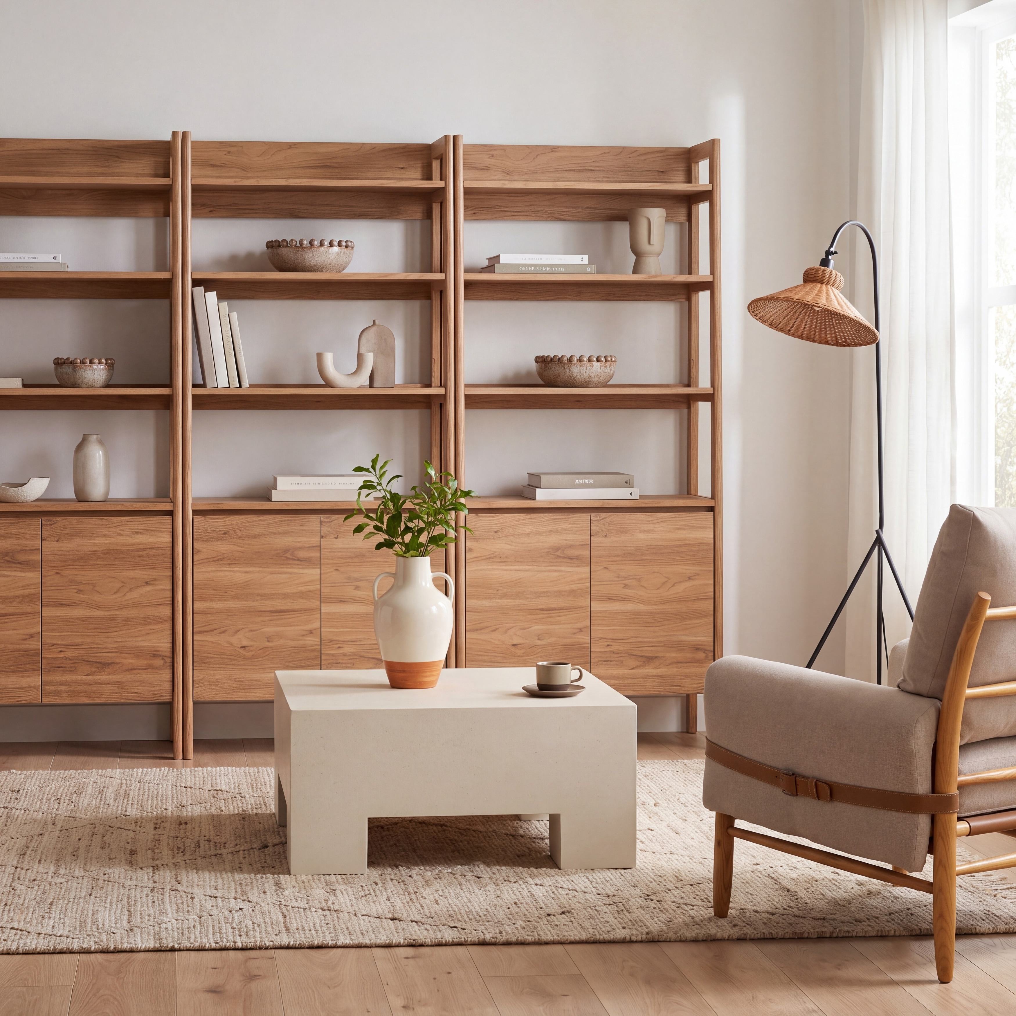 SAFAVIEH Glapelle Storage Engineered Wood Bookcase, 33-Inch, Oak - 33"W x 14"D x 71"H
