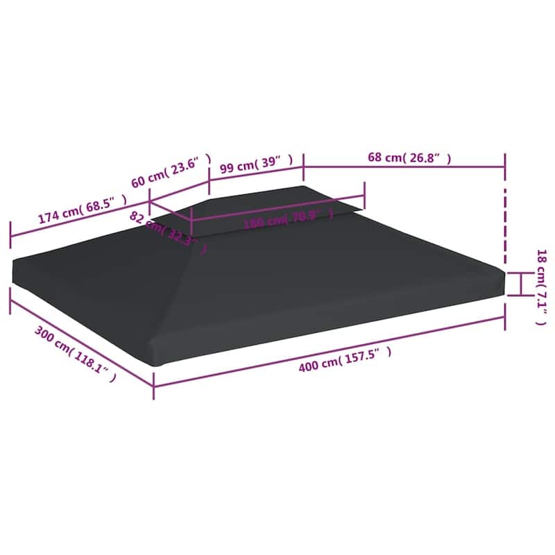 vidaXL Gazebo Cover Outdoor Canopy Top Replacement Sunshade Patio Shelter - 13.1' x 9.8'