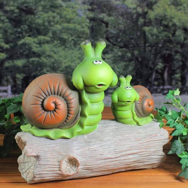 Shop 14 5 Green And Brown Mom With Baby Snail On A Tree Stump