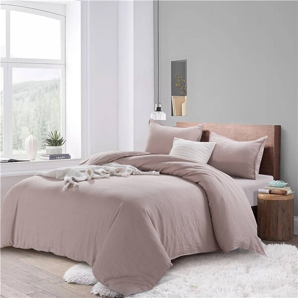 WHOLINENS Linen Duvet Cover with Pillow Shams 3 Pieces Set Basic