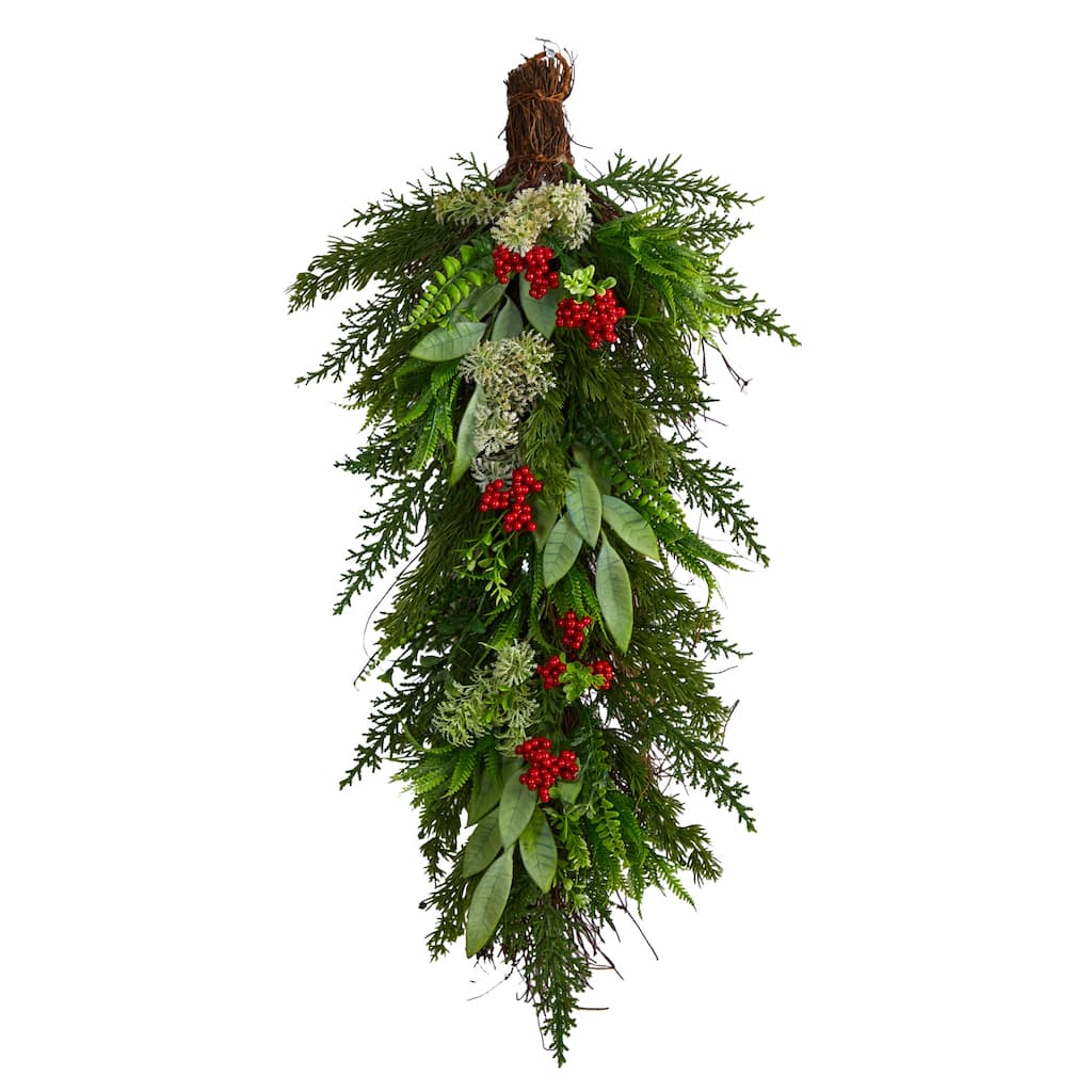 30" Cedar and Berry Artificial Christmas Swag - Green - 30