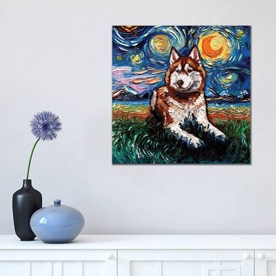 iCanvas "Red Husky Night" by Aja Trier Canvas Print