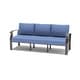 preview thumbnail 120 of 144, Aluminum Patio Outdoor Sectional Sofa Set with Fire Pit, Swivel Rocking Chairs and Ottomans Settee - Navy Blue