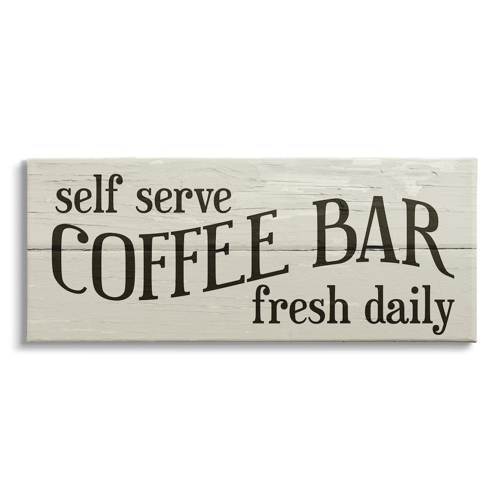 Stupell Self Serve Coffee Bar Sign Rustic Plank Pattern Canvas Wall Art - Green