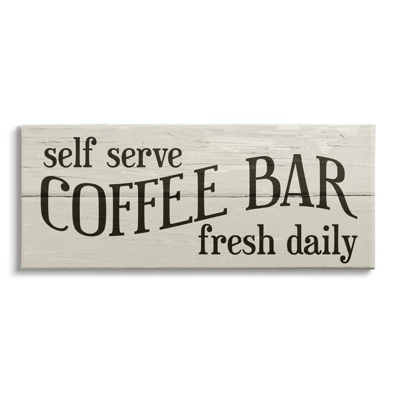 Stupell Self Serve Coffee Bar Sign Rustic Plank Pattern Canvas Wall Art - Green - 24 x 10