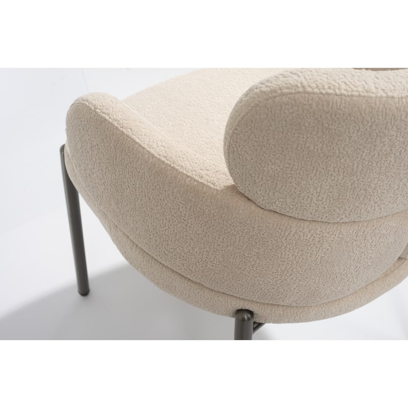 HomeRoots Beige and Gunmetal Boucle and Steel Dining Arm Chair - 23.00 in. x 31.00 in. x 23.00 in.