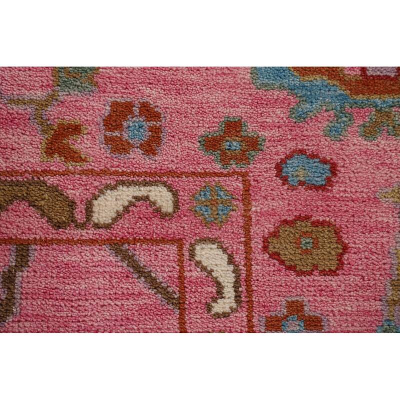 All-Over Pink Oushak Oriental Area Rug Handmade Wool Carpet - 8'10"x 11'10"