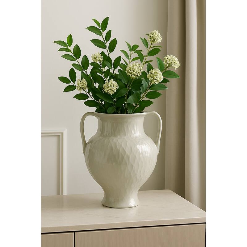 Stoneware Decorative Vase with Sculptural Twisted Design Home Decor