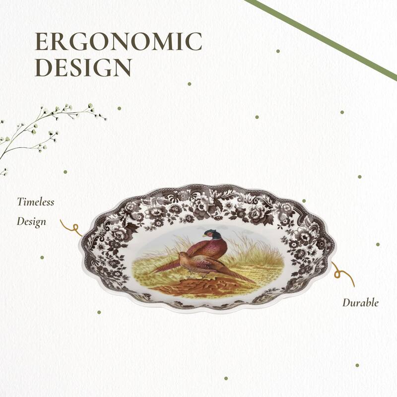 Spode Woodland Pheasant Oval Fluted Dish