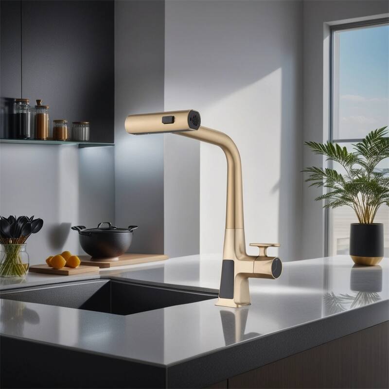 Waterfall Kitchen Faucet w/Temperature Display,Single Handle Faucet