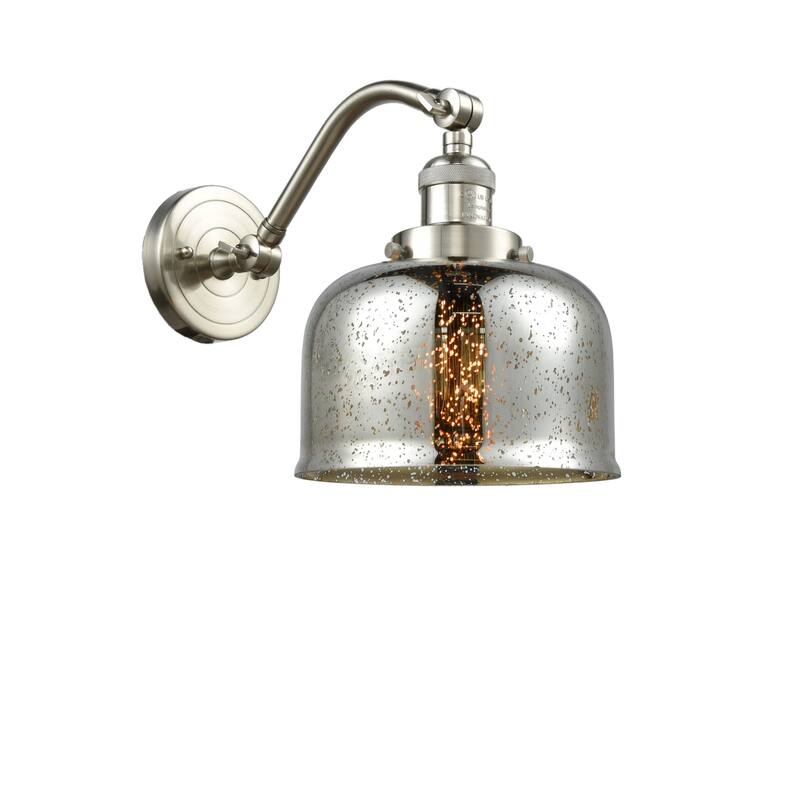 Innovations Lighting Large Bell Single Light 12" Tall Bathroom Sconce - Brushed Satin Nickel / Silver Plated Mercury