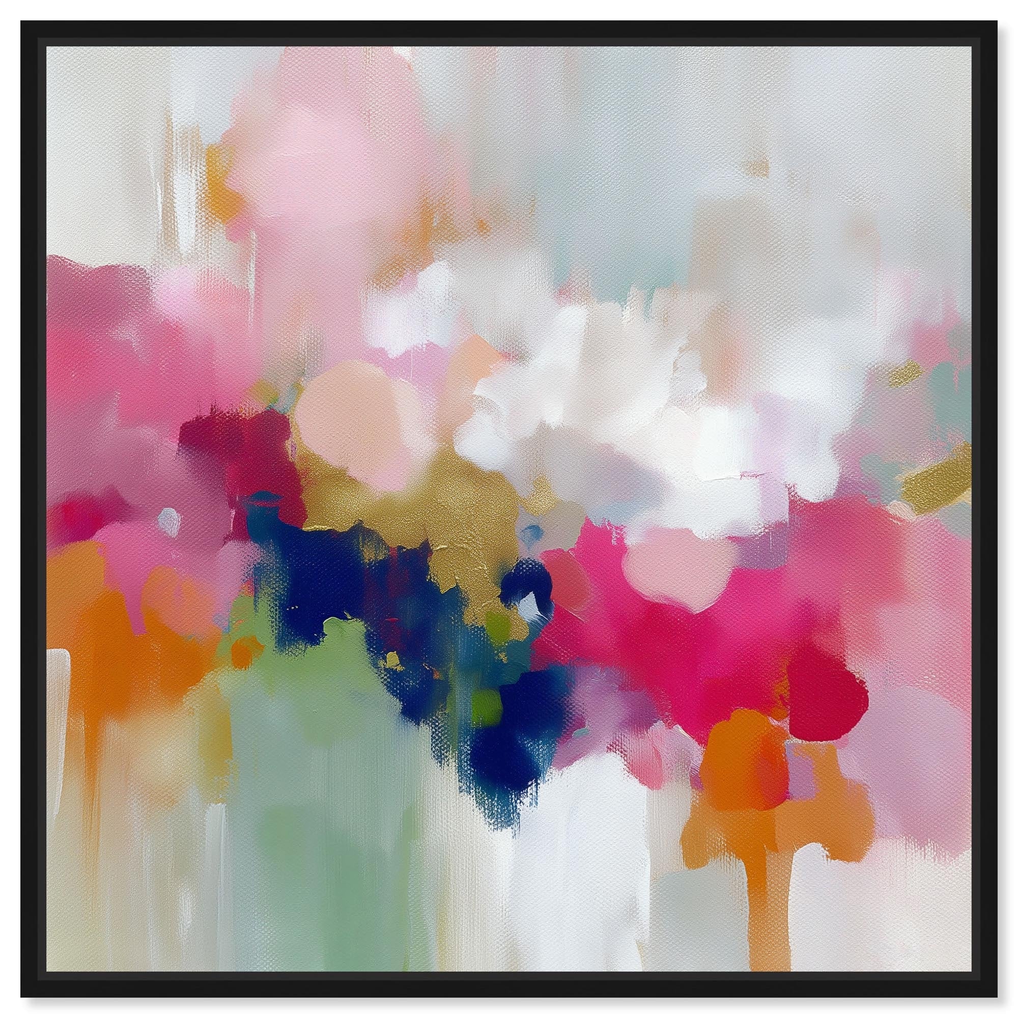 Pink and Chartreuse I Living Room Art Canvas Print by Art Remedy