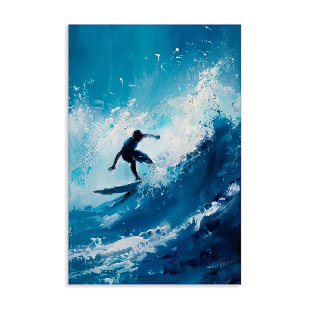 Stupell Surfer & Splashing Wave Canvas Wall Art Design By LSR Design Studio