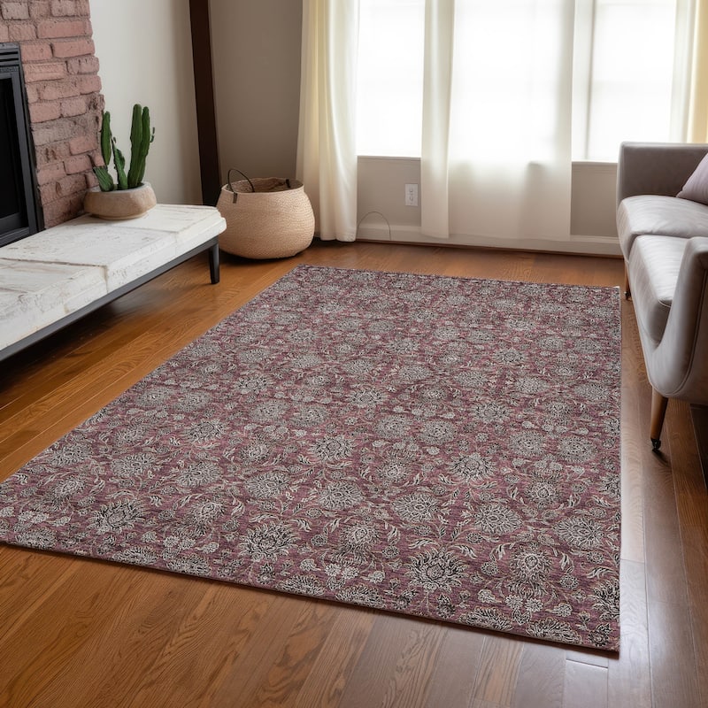 Machine Washable Indoor/ Outdoor Chantille Traditional Floral Rug