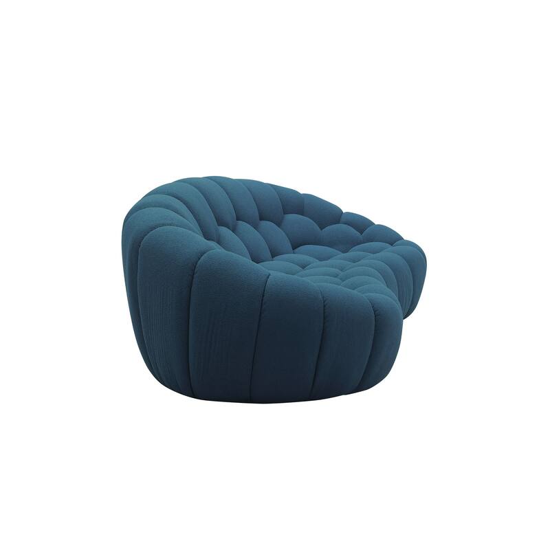 Divani Casa Yolonda Modern Curved Dark Teal Fabric Loveseat