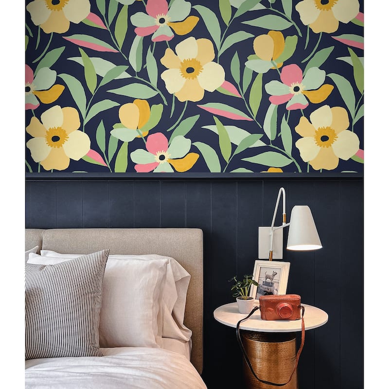 NextWall Garden Block Floral Peel and Stick Wallpaper