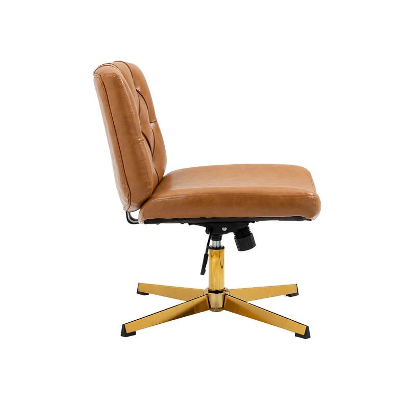 PU/Velvet Swivel Tufted Adjustable Height Home Office Chair with Gold