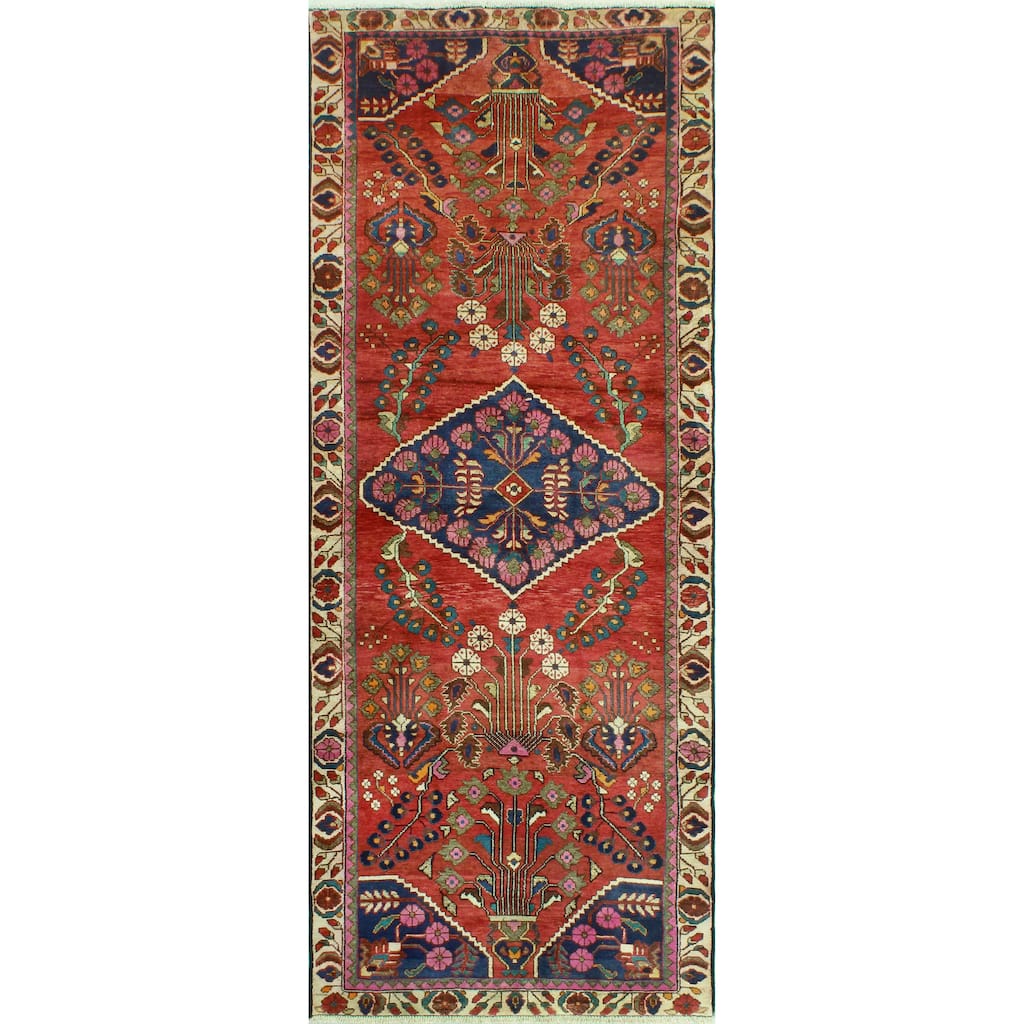 Noori Rug Fine Vintage Distressed Abeni Red/Ivory Runner - 3'6" x 9'6"