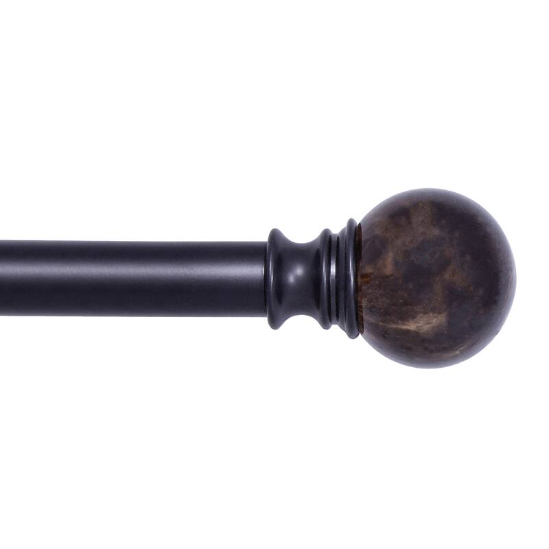 Kenney® Marble Ball 1" Value Decorative Window Curtain Rod, 30-84", Black - 30-84" - Black