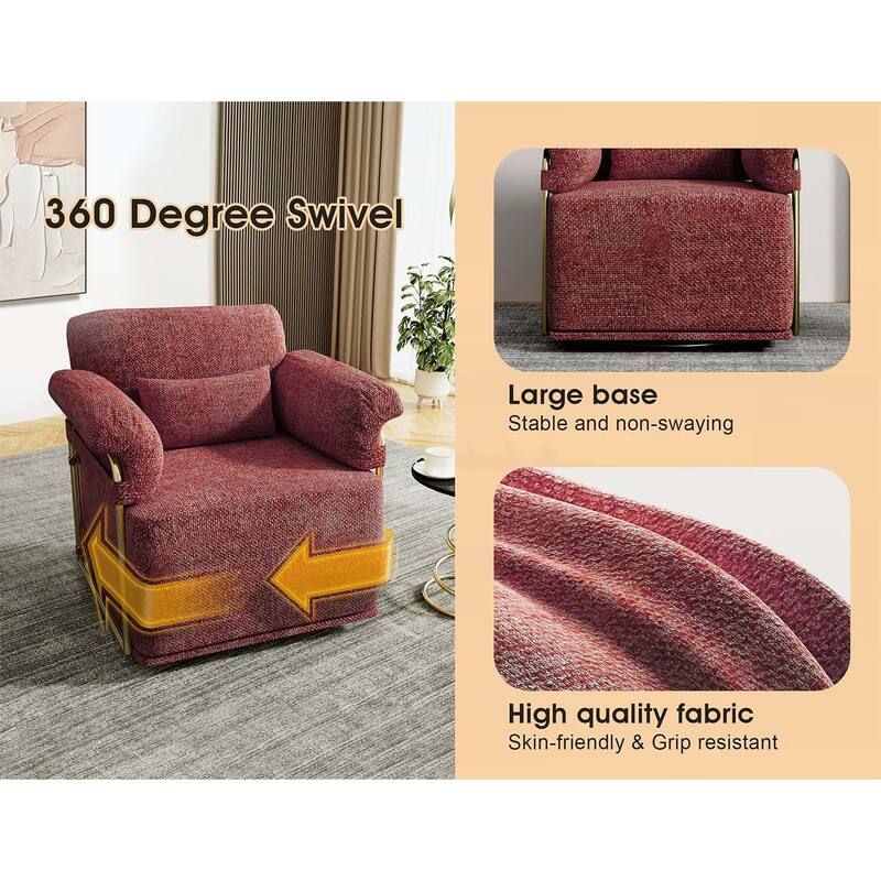 360 Degree Upholstered Armchair with Gold Metal Legs for Comfortable Reading and Relaxation