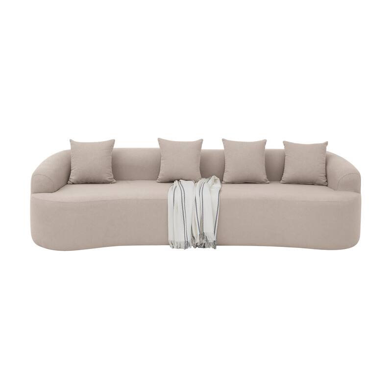 Roomfitters Curved Modular Sectional Sofa in Lamb's Wool Fabric, Modern Compressed Sofa No Assembly, Cozy for Living Room