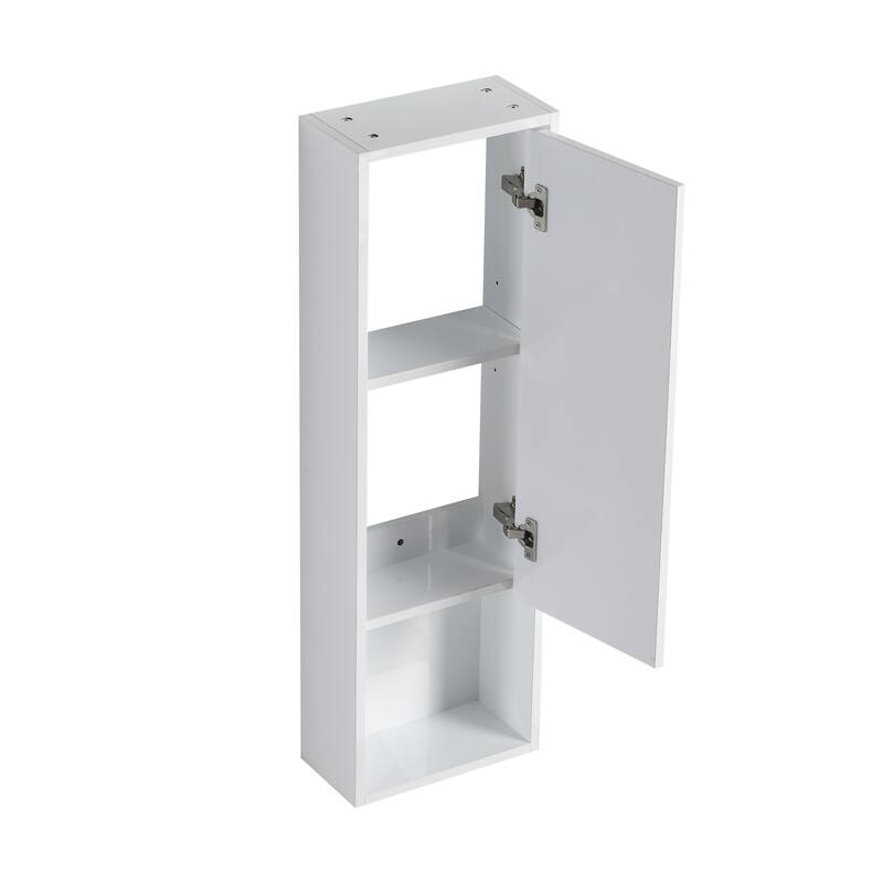 12" Bathroom Wall Cabinet, Soft Close Doors, Float Mounting Design,Glossy White