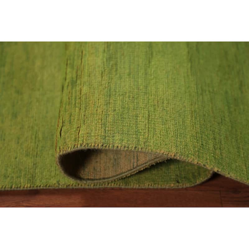 Green Gabbeh Modern Area Rug Hand-Knotted Wool Carpet - 4'9" x 6'4"