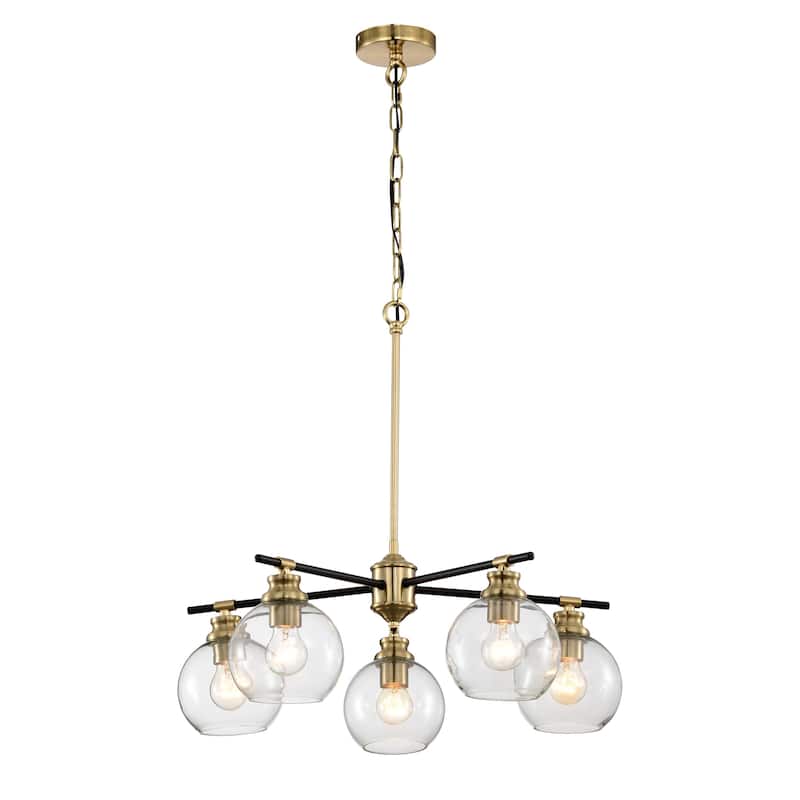 Wyatt 24 Inch Clear Glass Chandelier 5 Light - N/A