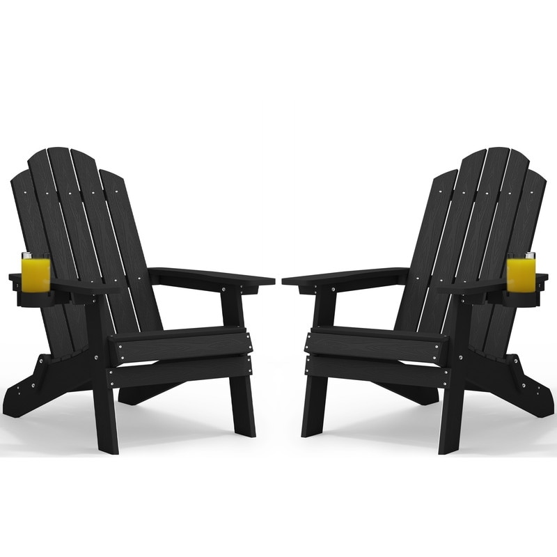WINSOON All Weather HIPS Outdoor Folding Adirondack Chairs Outdoor Garden Patio Chairs set of 2