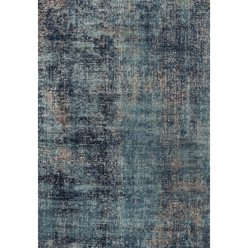 Trellis Navy Blue Abstract Indoor/Outdoor Rug - 5'3" by  7'6''
