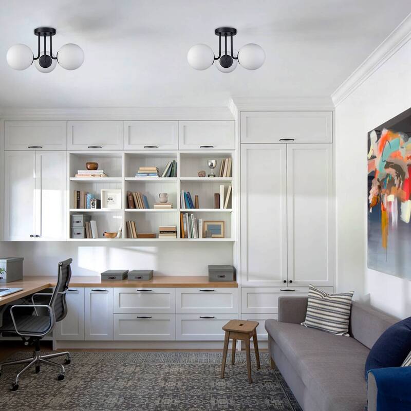 Tiber Modern Globe Semi-Flush Mount Ceiling Light - 3 Light & 6-Light