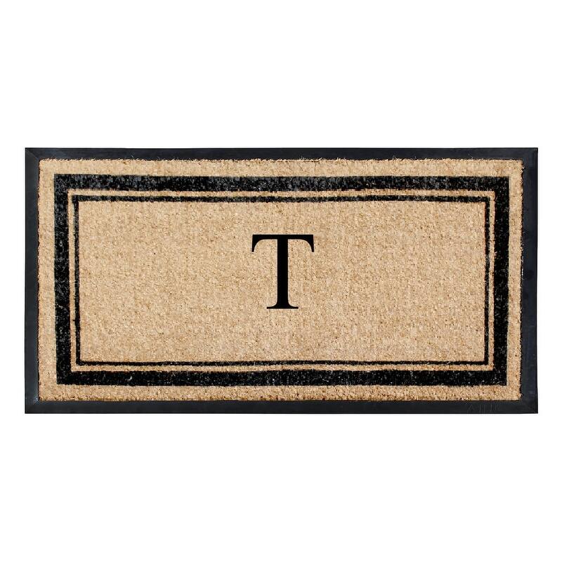 A1HC Picture Frame Natural Rubber & Coir Large Monogrammed Doormat 24"x48" - T
