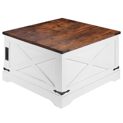 Coffee Table, Multi-functional Lifting Dining Table Coffee Table, Wood Square Center Table with Hidden Compartments