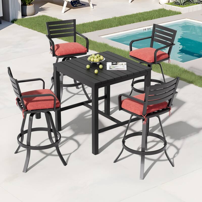 Outdoor Patio Swivel Aluminum Bar Stools Dining Chairs with Sunbrella Cushion