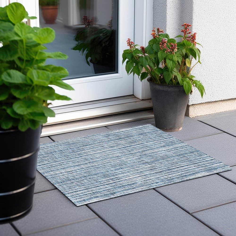 Machine Washable Indoor/ Outdoor Chantille Contemporary Stripes Rug