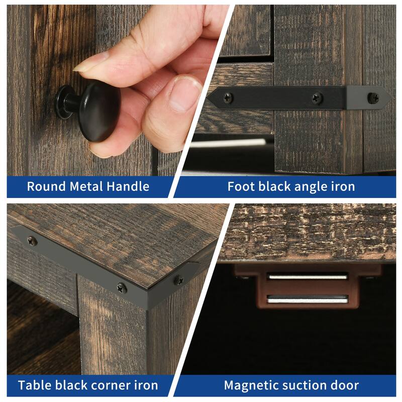 Moasis Farmhouse 3-tier Chairside End Side Table with LED and Charging Station USB Ports