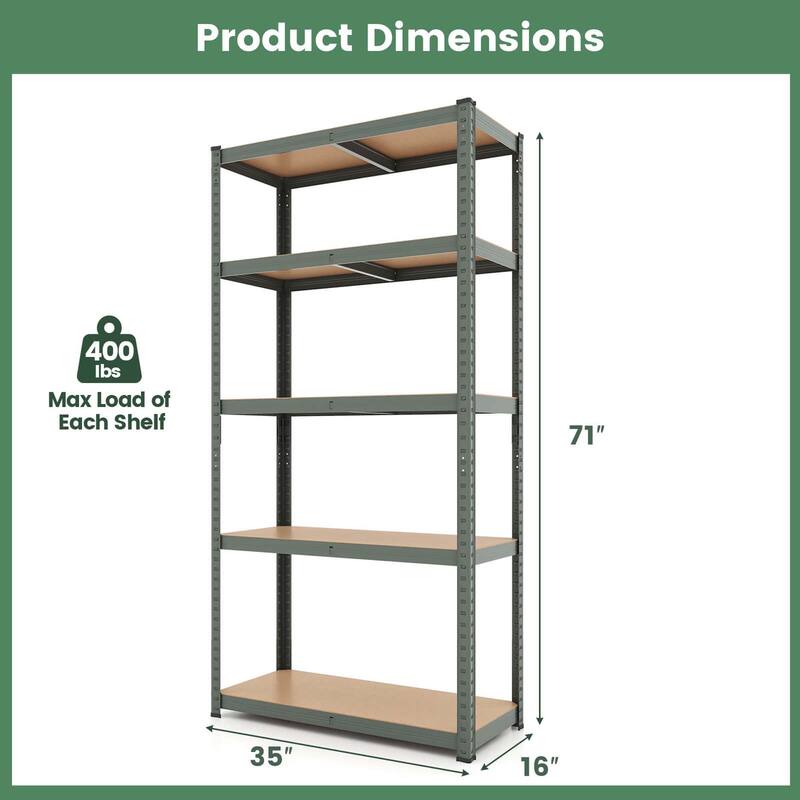 Costway 5 Tier Adjustable Garage Shelving Unit with 2000 lbs Max Load - See Details