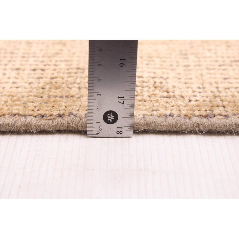 ECARPETGALLERY Hand-knotted Silk Shadow Light Gold Viscose, Wool Rug - 4'0 x 9'9