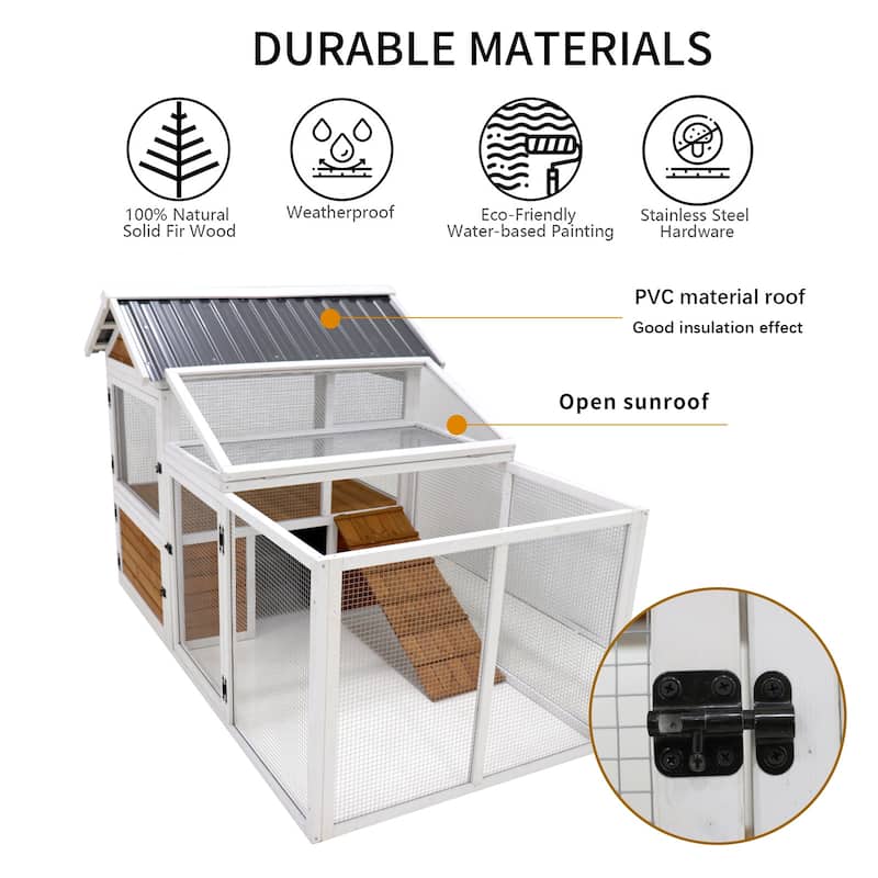 77"Large outdoor chicken coop chicken coop,duck coop with nest box,bird cage,rabbit cagewaterproof PVC board (gradient 80°)