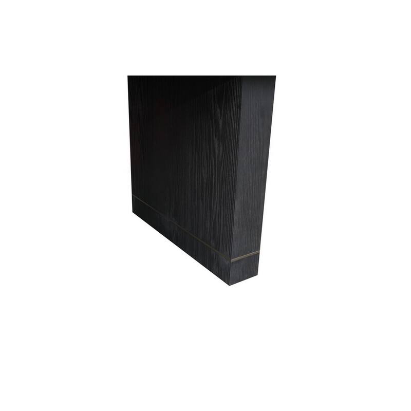 71 Inch Dining Table, Gold Brass Inlays, Rectangular Top, Black Wood