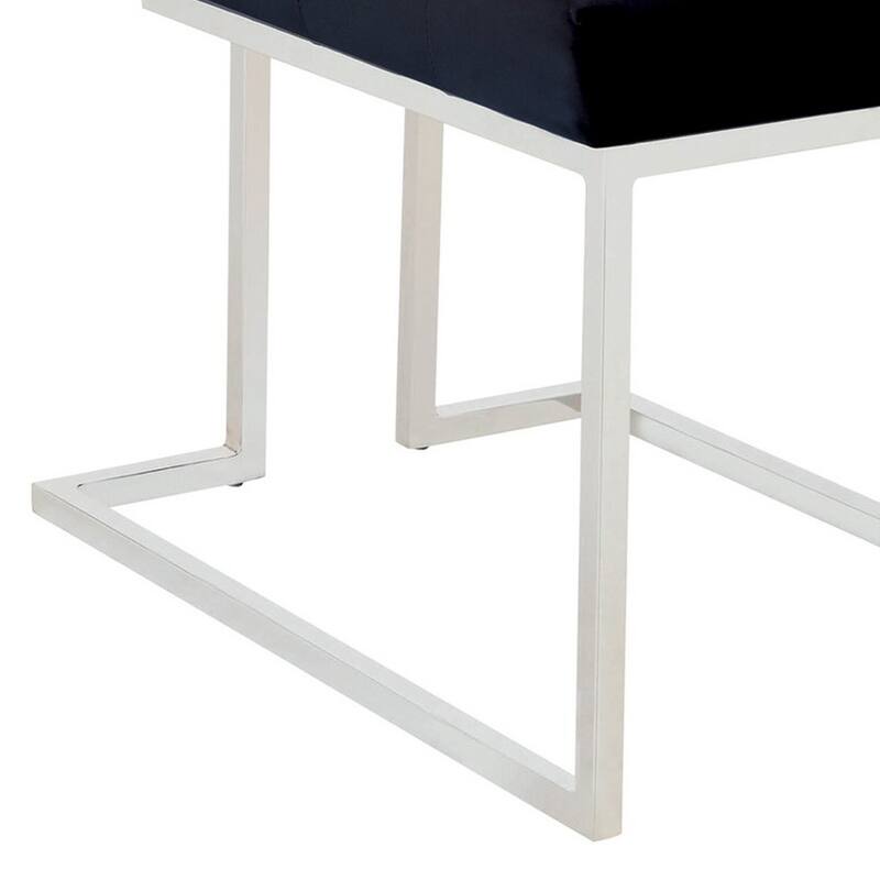 Silver/Blue Velvet Upholstered Metal Frame Dining Chair, Set of 2, Sturdy Dining Chair for Dining Rooms - 24.6