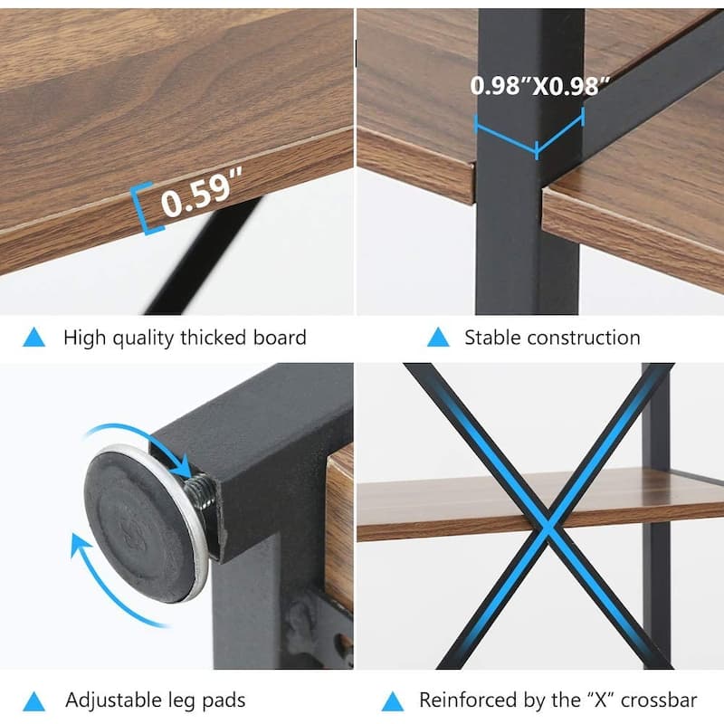 L Shape Bookshelf 9 Shelf Ladder Corner Etagere Bookcase Display Rack for Living Room Bedroom