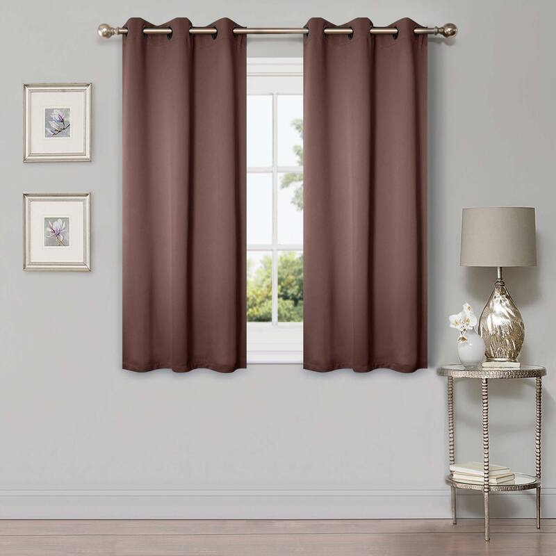 Superior Solid Machine Washable Room Darkening Grommet Curtains, Set of 2