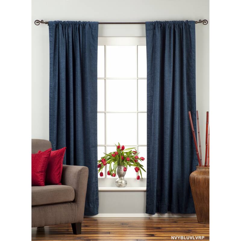 Navy Blue Rod Pocket Velvet Curtain / Drape / Panel - Piece - 80" W X 63" L (Lined) - 63 Inches