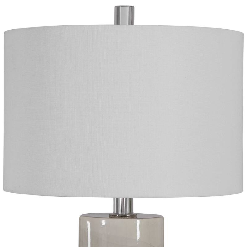 Ceramic Table Lamp with Drum Shade - 32" - Beige and White
