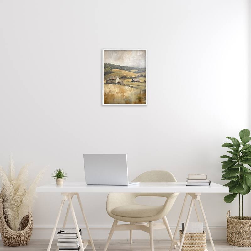 Stupell Rustic Farmland & Rolling Hills Framed Giclee Art Design By Petal Prints Design