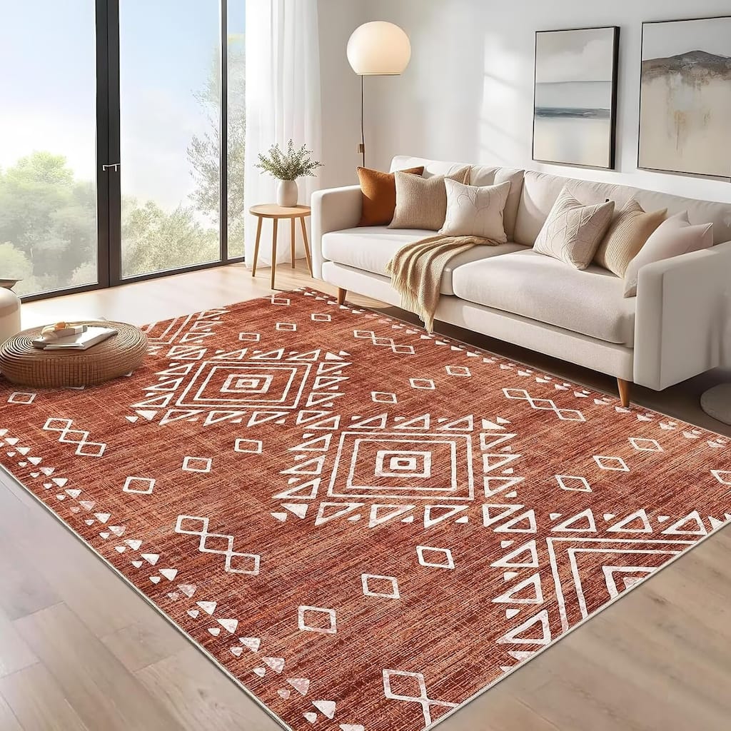 Garvee Sleek Geometric Diamond Medallion Area Rug